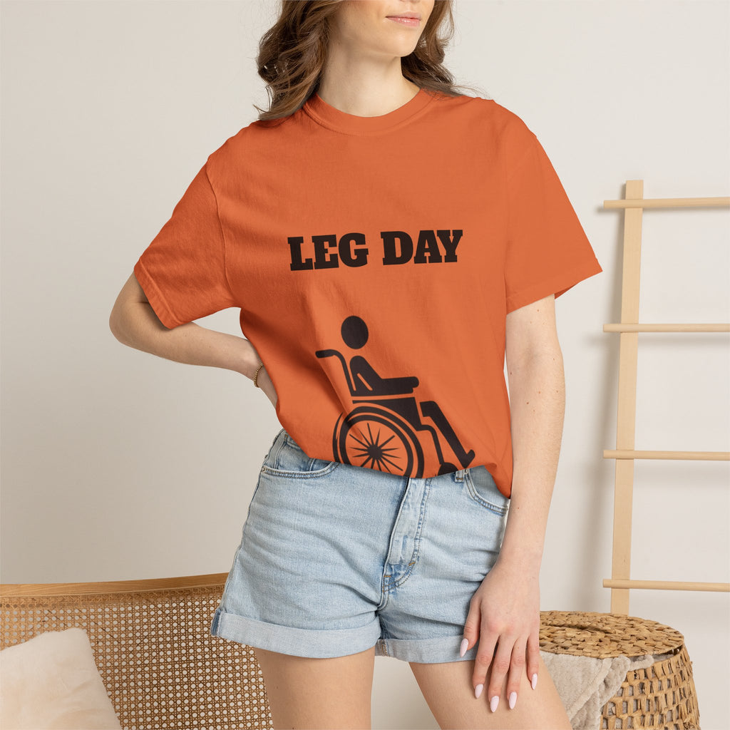 Leg Day wheelchair graphic T-shirt | fitness humor tee