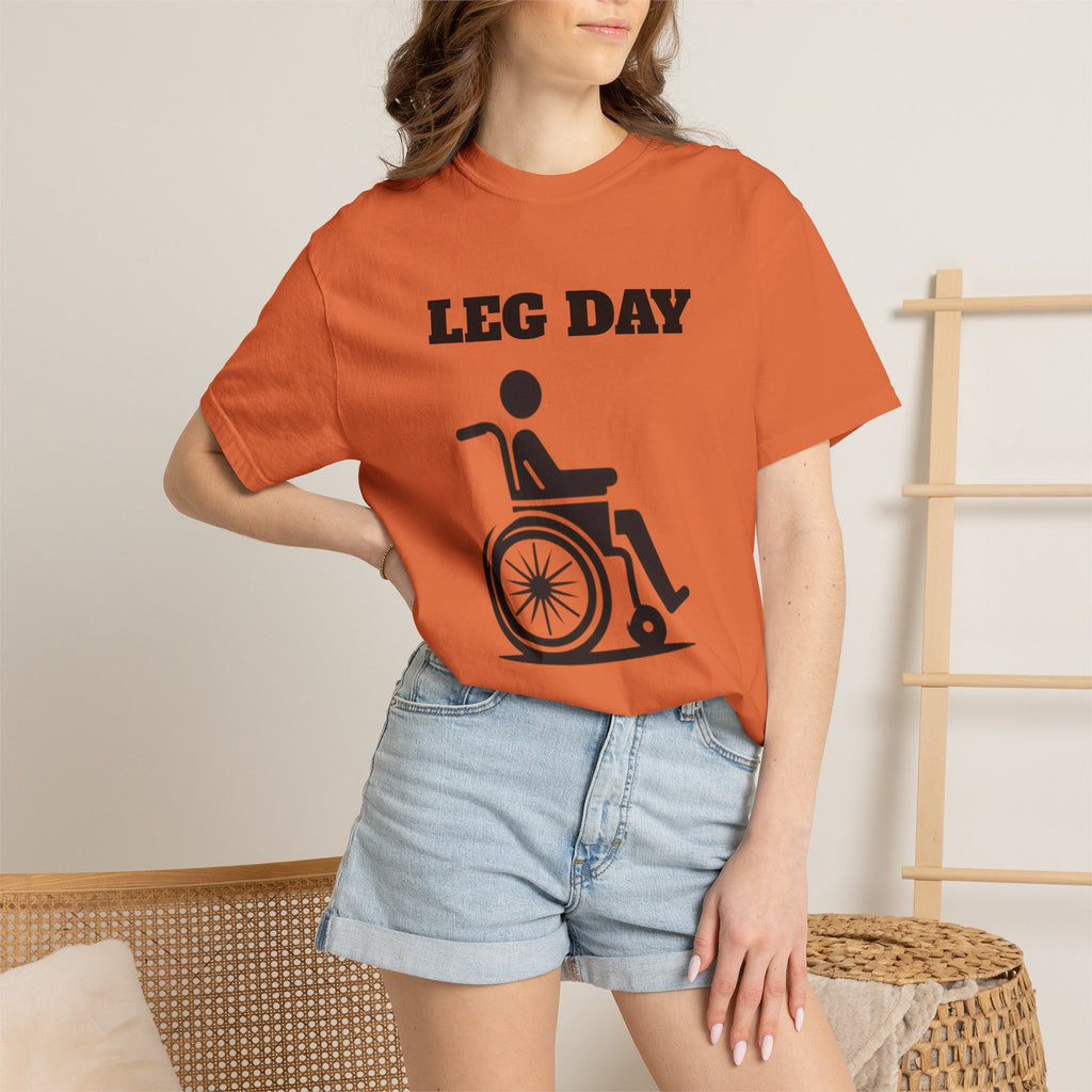 Leg Day wheelchair graphic T-shirt | fitness humor tee