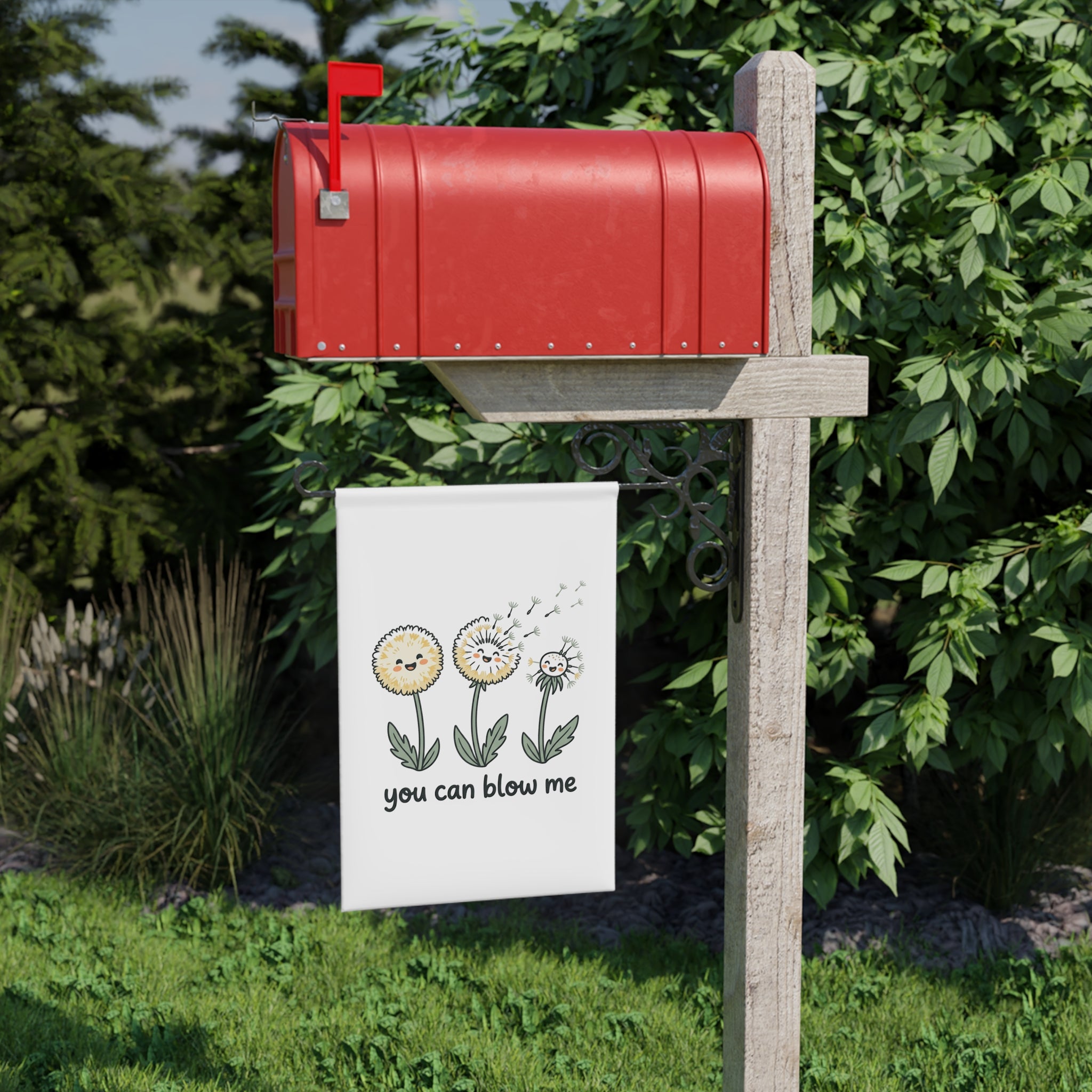 Garden Banner — Cute Dandelion 'You Can Blow Me' Outdoor Flag