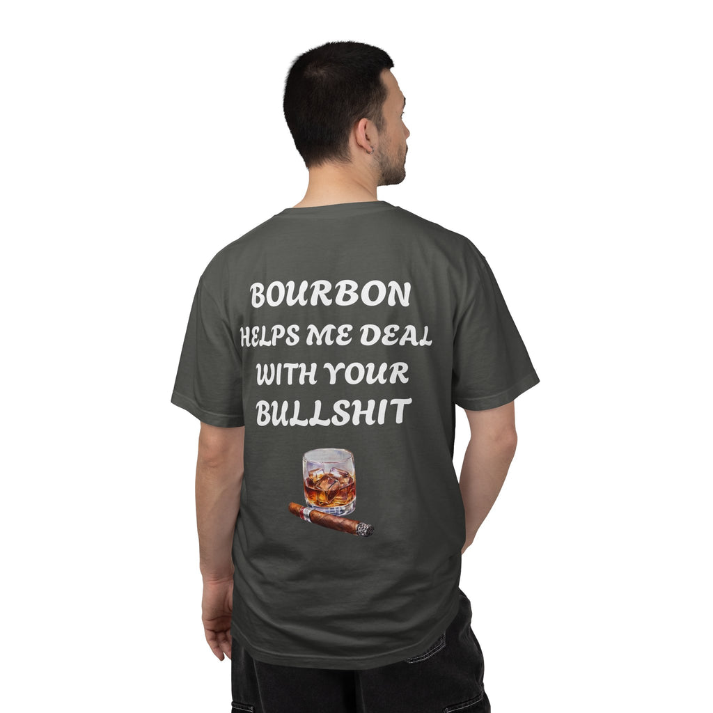 Bourbon Helps Me Deal With Your Bullshit T-shirt | Whiskey Glass & Cigar Tee