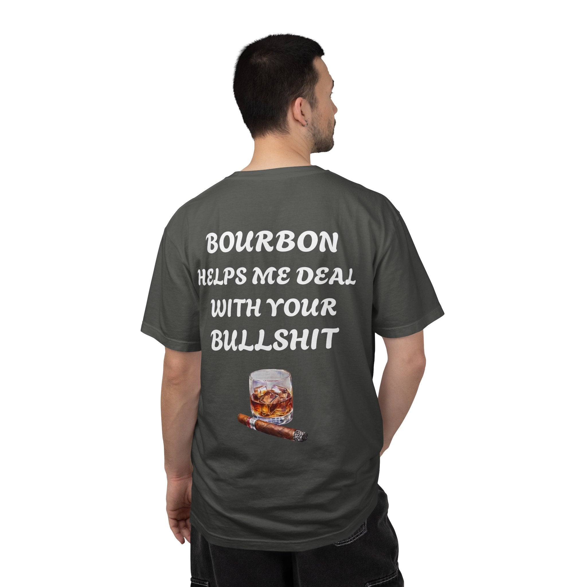 Bourbon Helps Me Deal With Your Bullshit T-shirt | Whiskey Glass & Cigar Tee