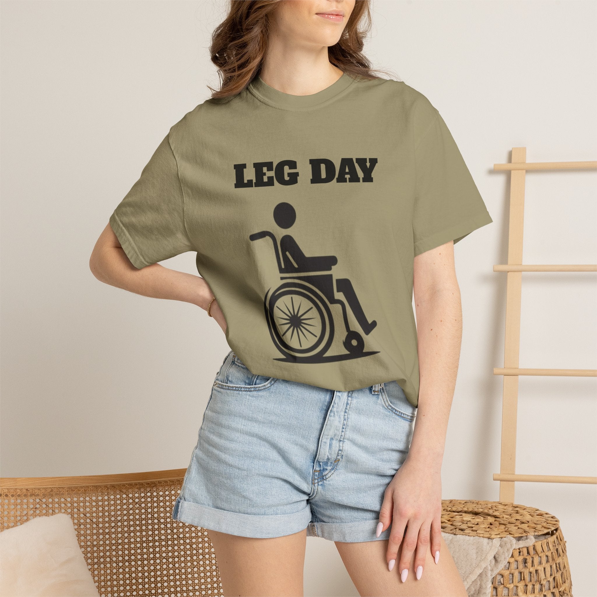 Leg Day wheelchair graphic T-shirt | fitness humor tee