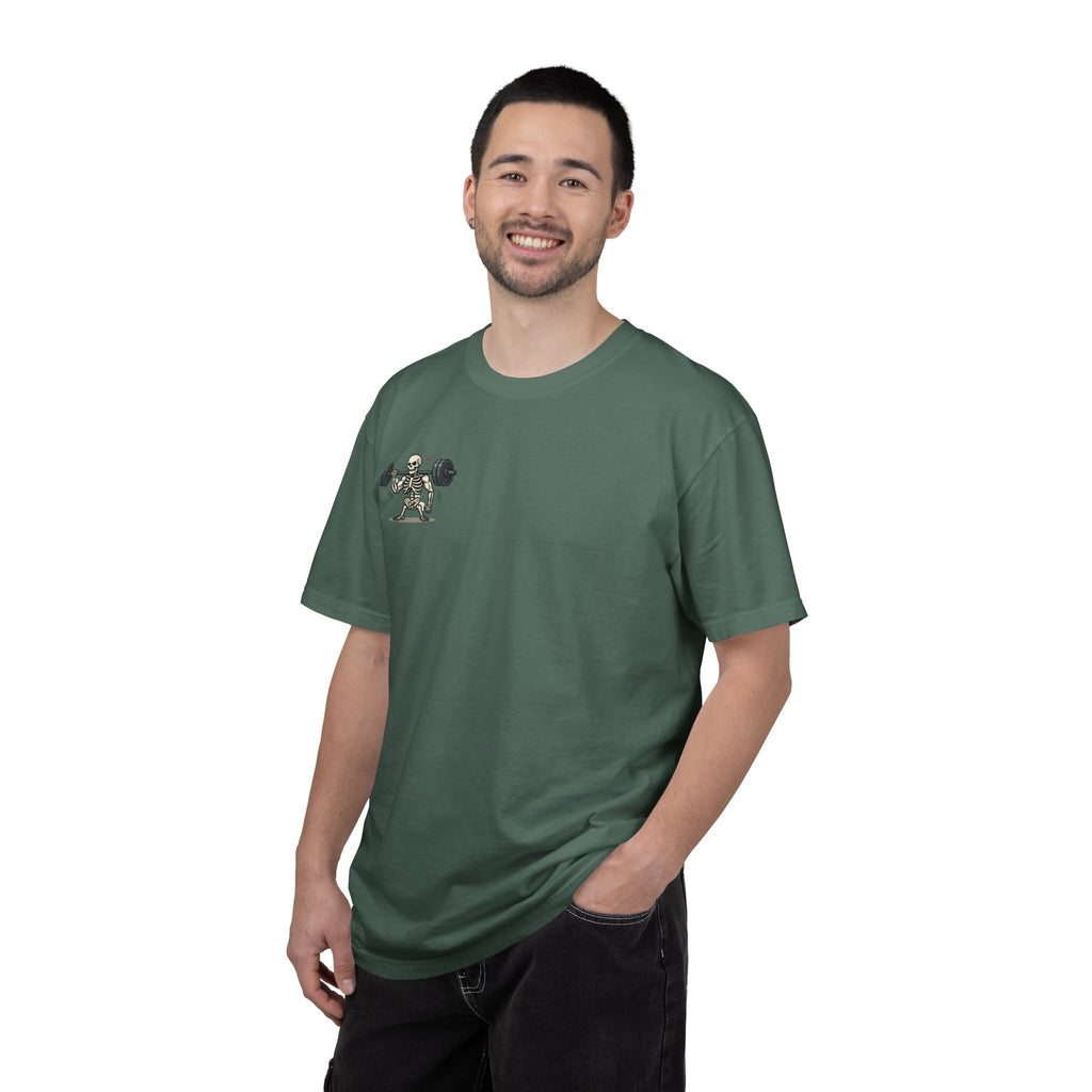 Weightlifting Skeleton T-Shirt — Funny Gym Bones Workout Tee