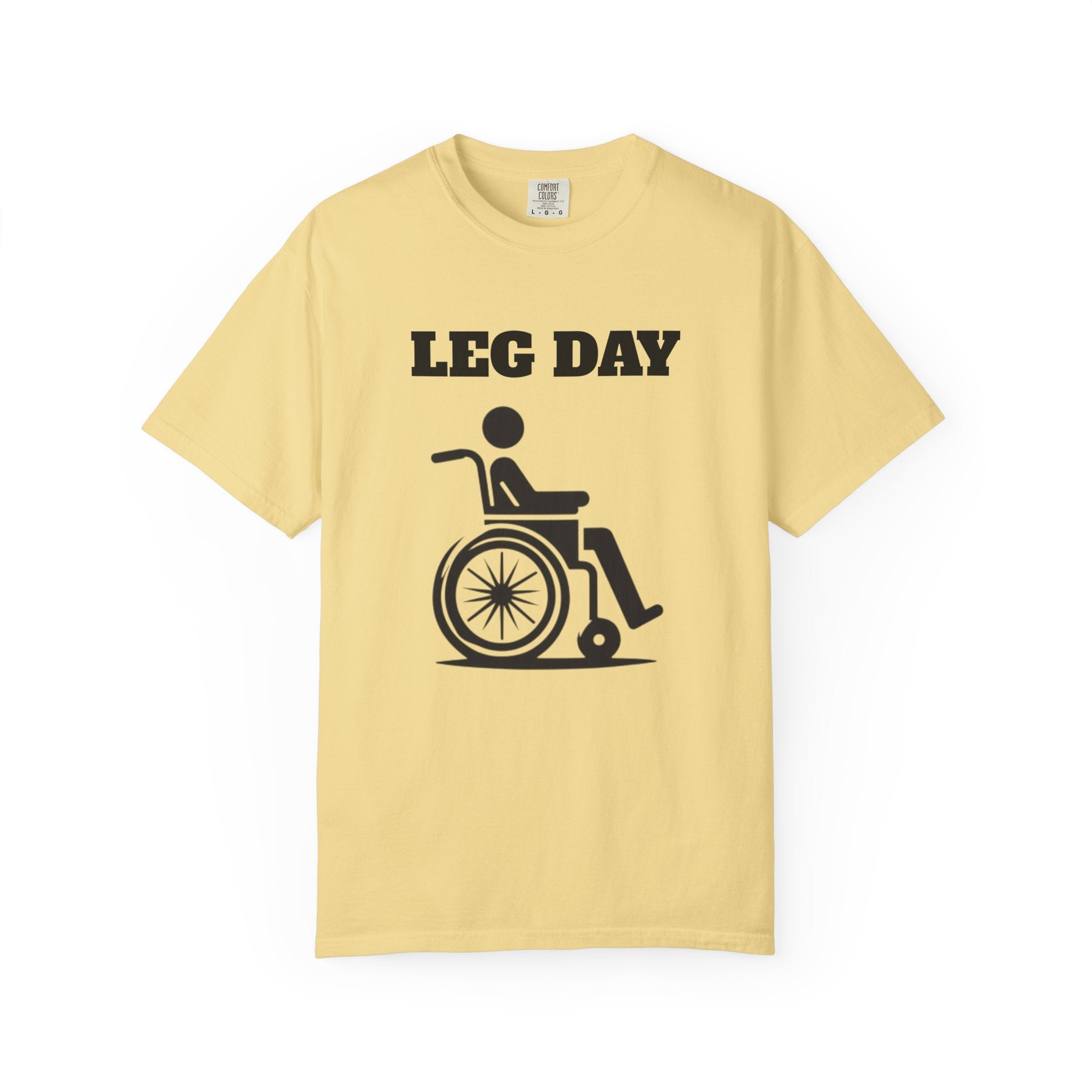 Leg Day wheelchair graphic T-shirt | fitness humor tee