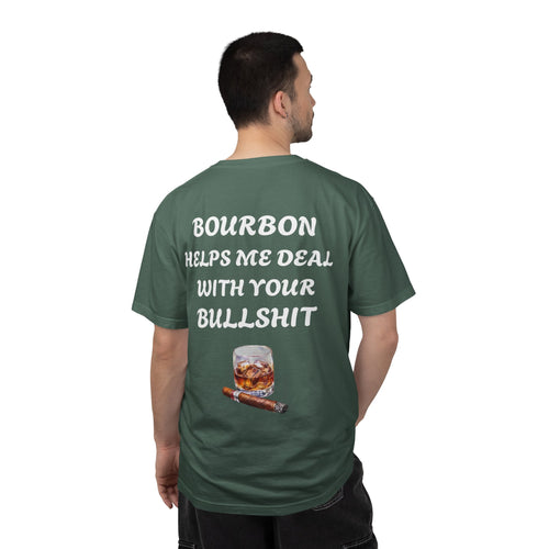 Bourbon Helps Me Deal With Your Bullshit T-shirt | Whiskey Glass & Cigar Tee