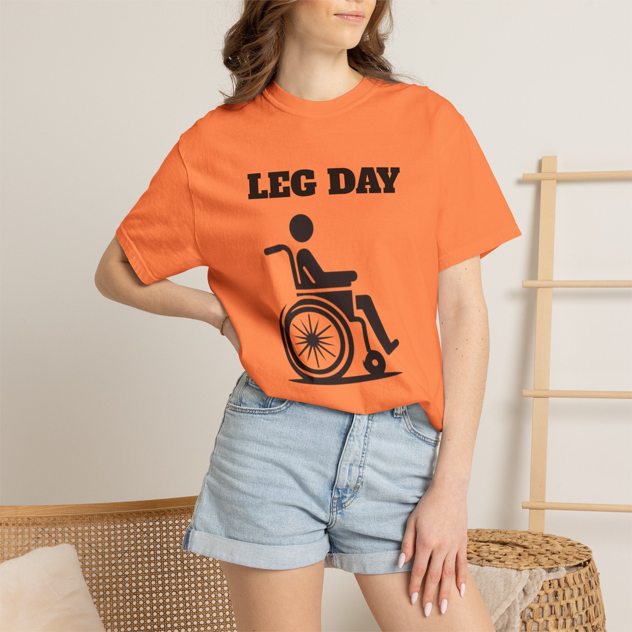 Leg Day wheelchair graphic T-shirt | fitness humor tee
