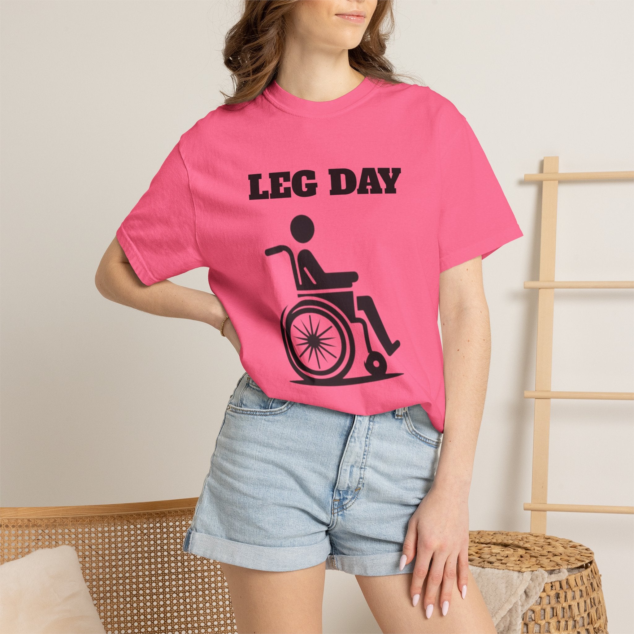 Leg Day wheelchair graphic T-shirt | fitness humor tee