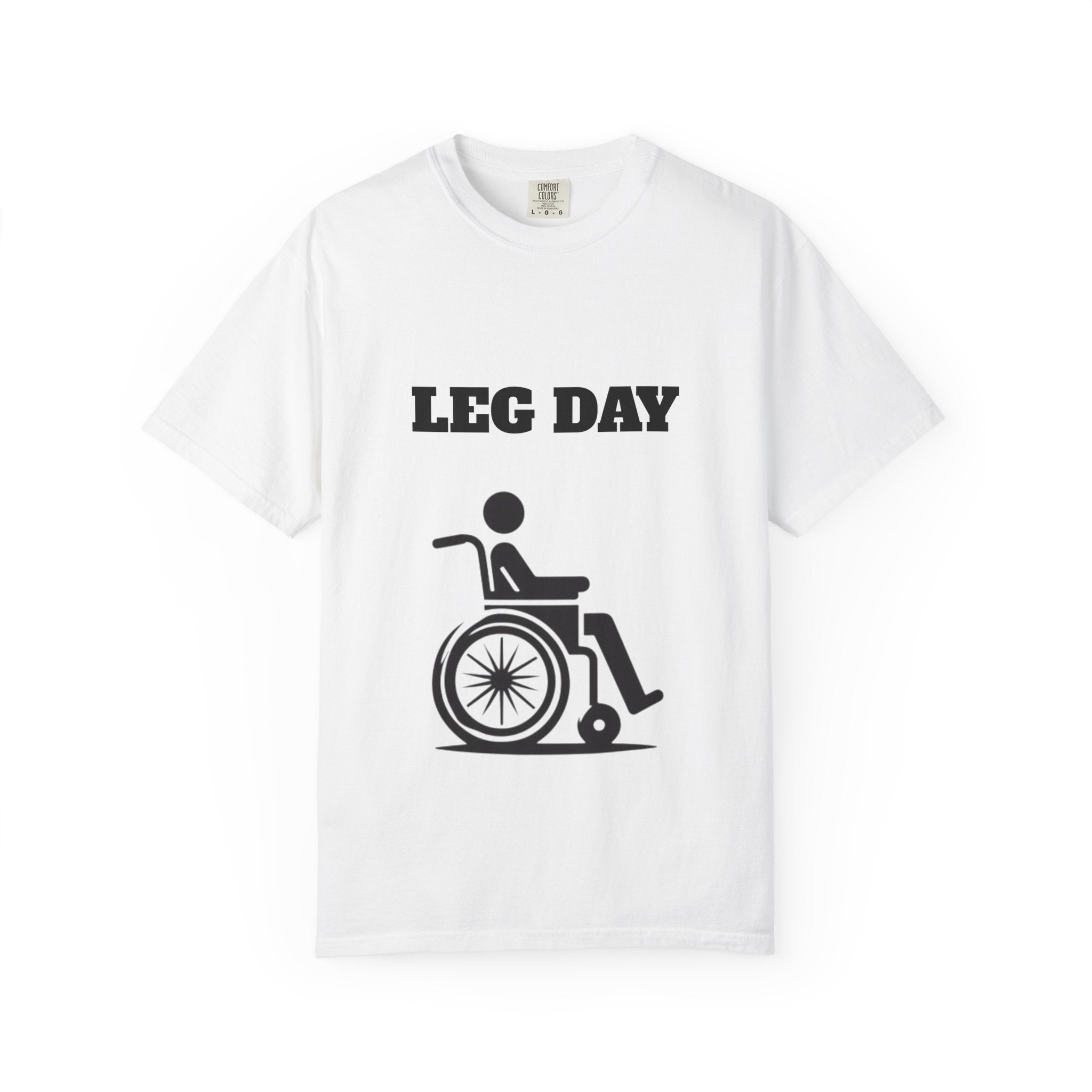 Leg Day wheelchair graphic T-shirt | fitness humor tee