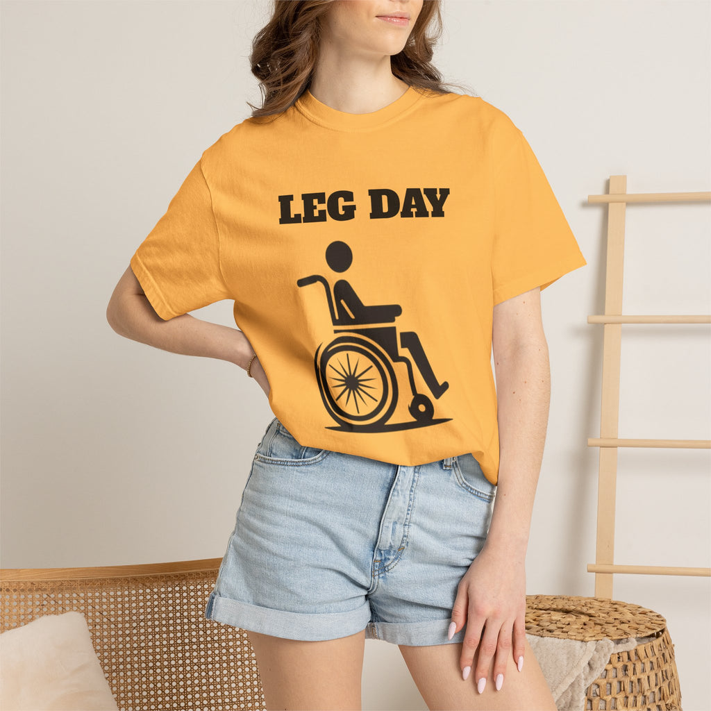 Leg Day wheelchair graphic T-shirt | fitness humor tee