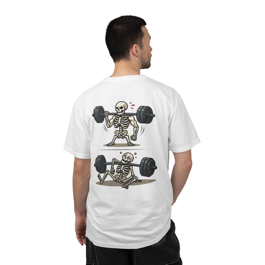 Weightlifting Skeleton T-Shirt — Funny Gym Bones Workout Tee