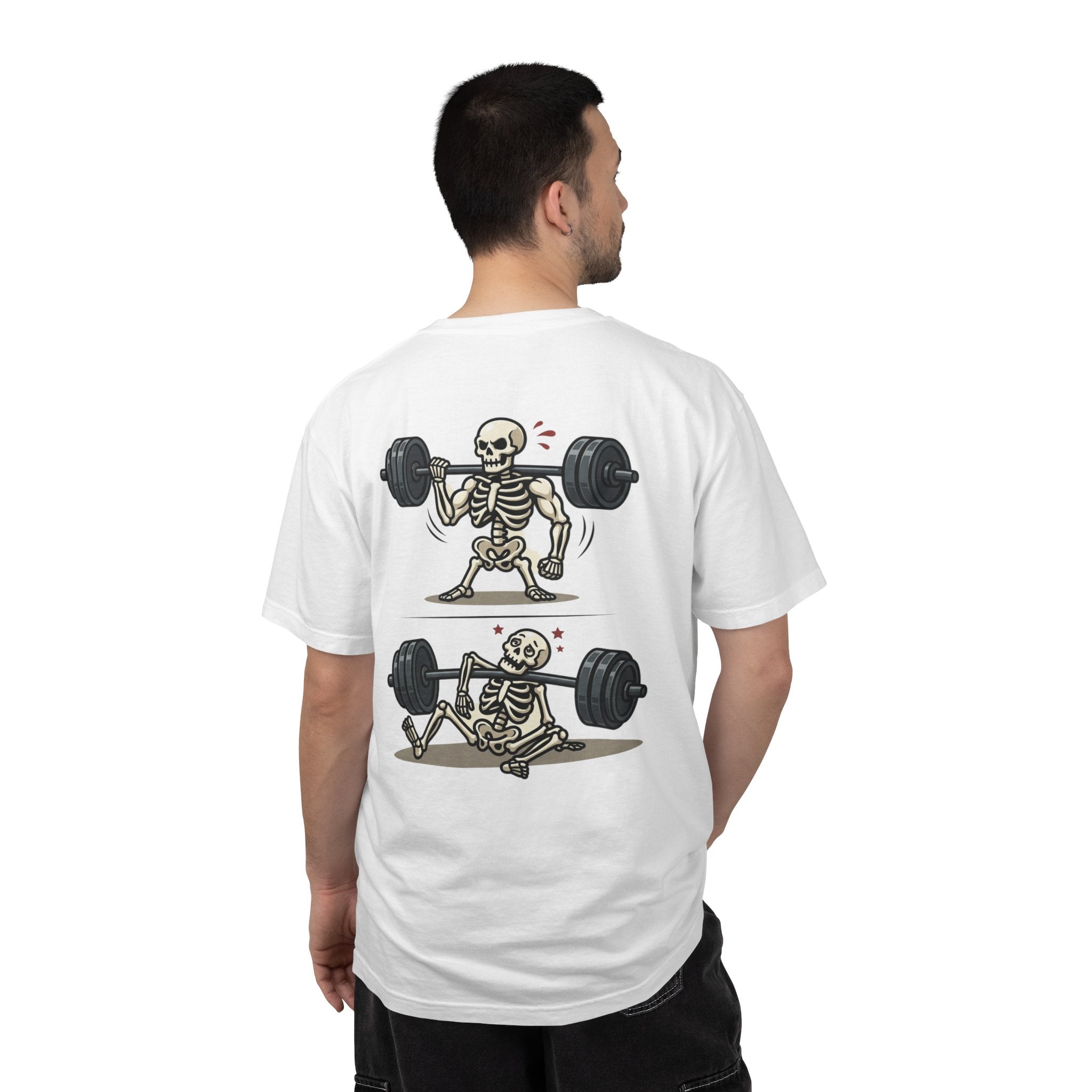 Weightlifting Skeleton T-Shirt — Funny Gym Bones Workout Tee