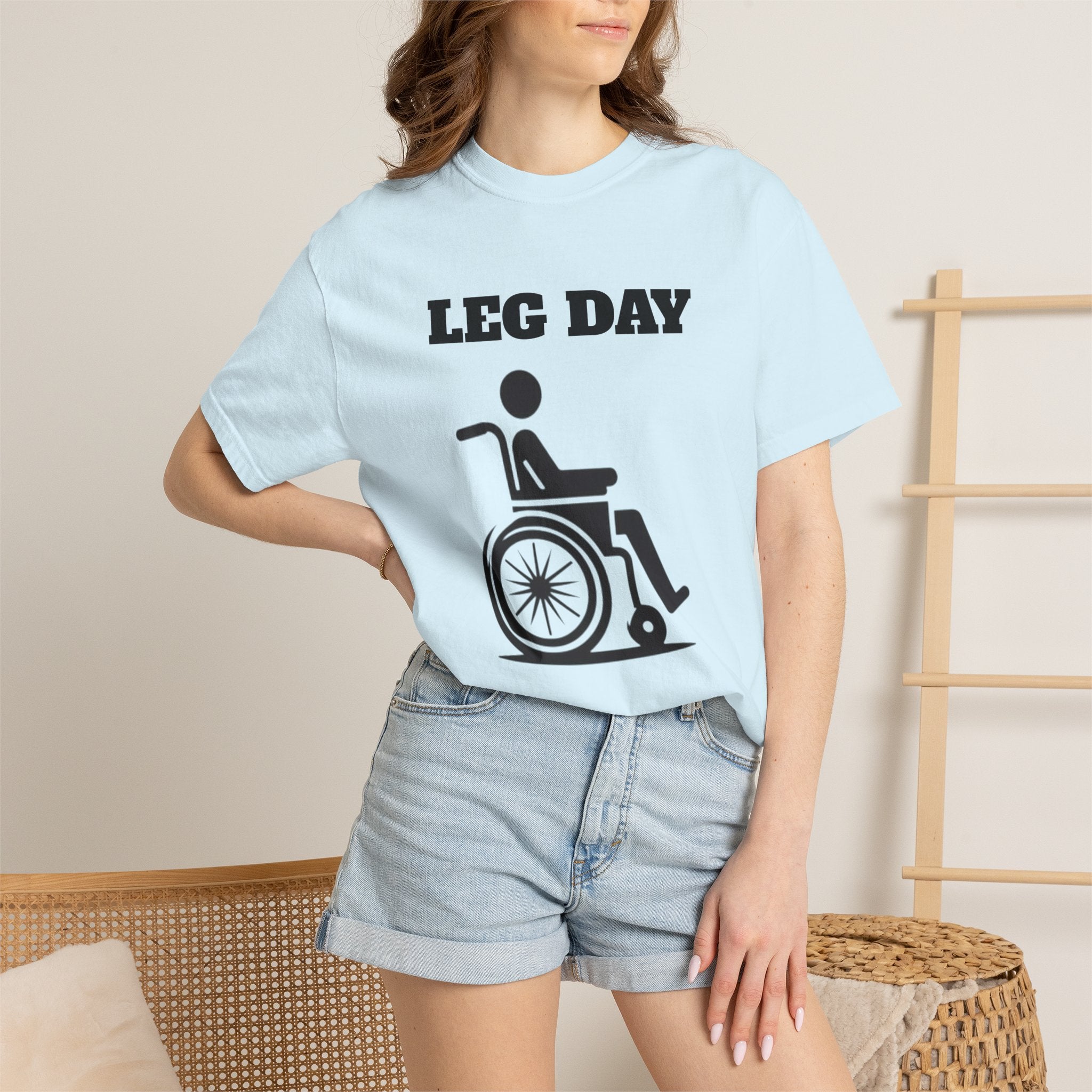 Leg Day wheelchair graphic T-shirt | fitness humor tee