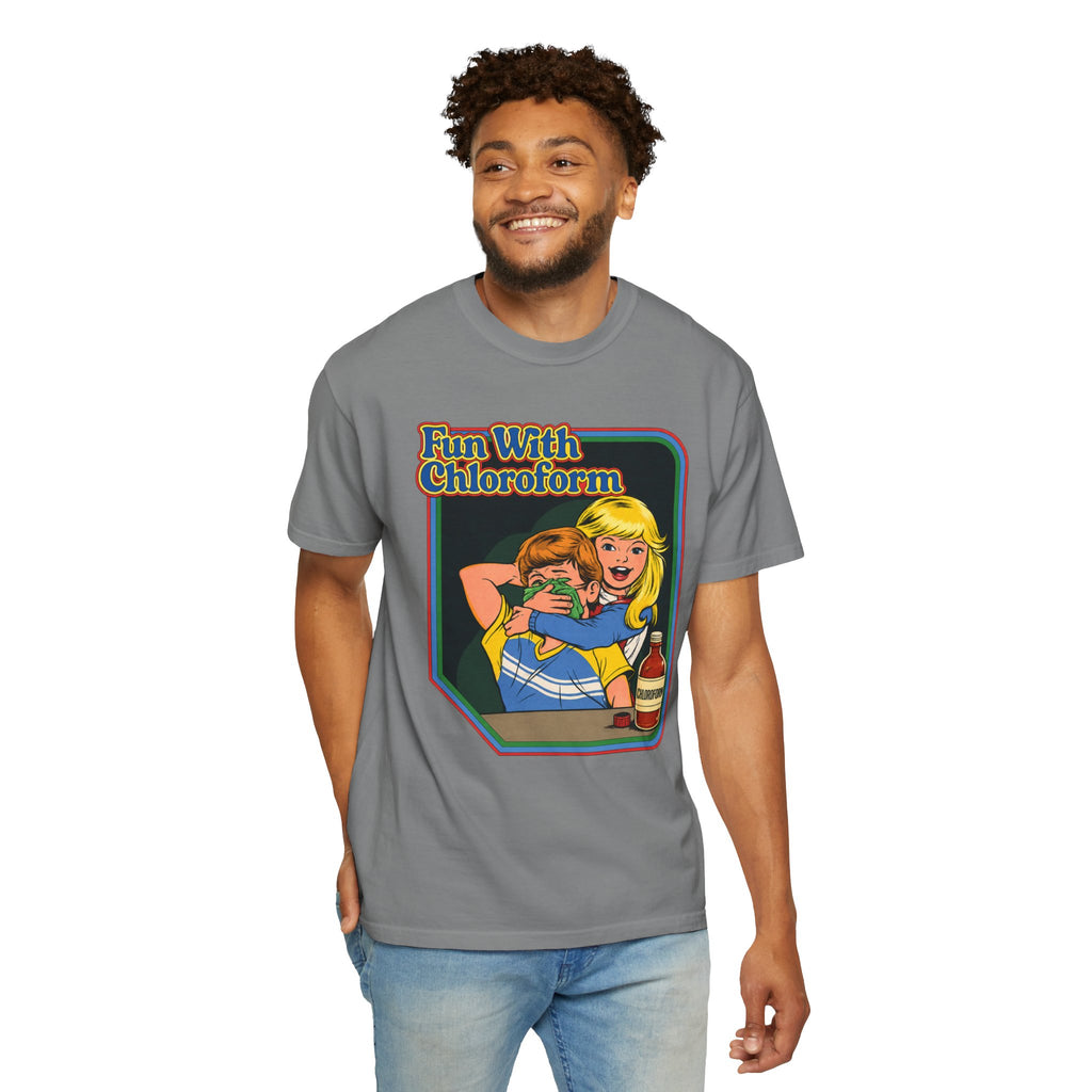 T-Shirt — "Fun With Chloroform" Retro Dark Humor Graphic Tee