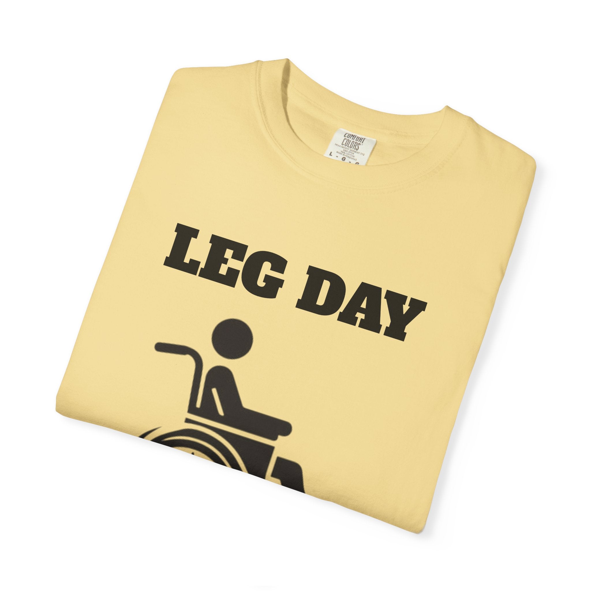 Leg Day wheelchair graphic T-shirt | fitness humor tee