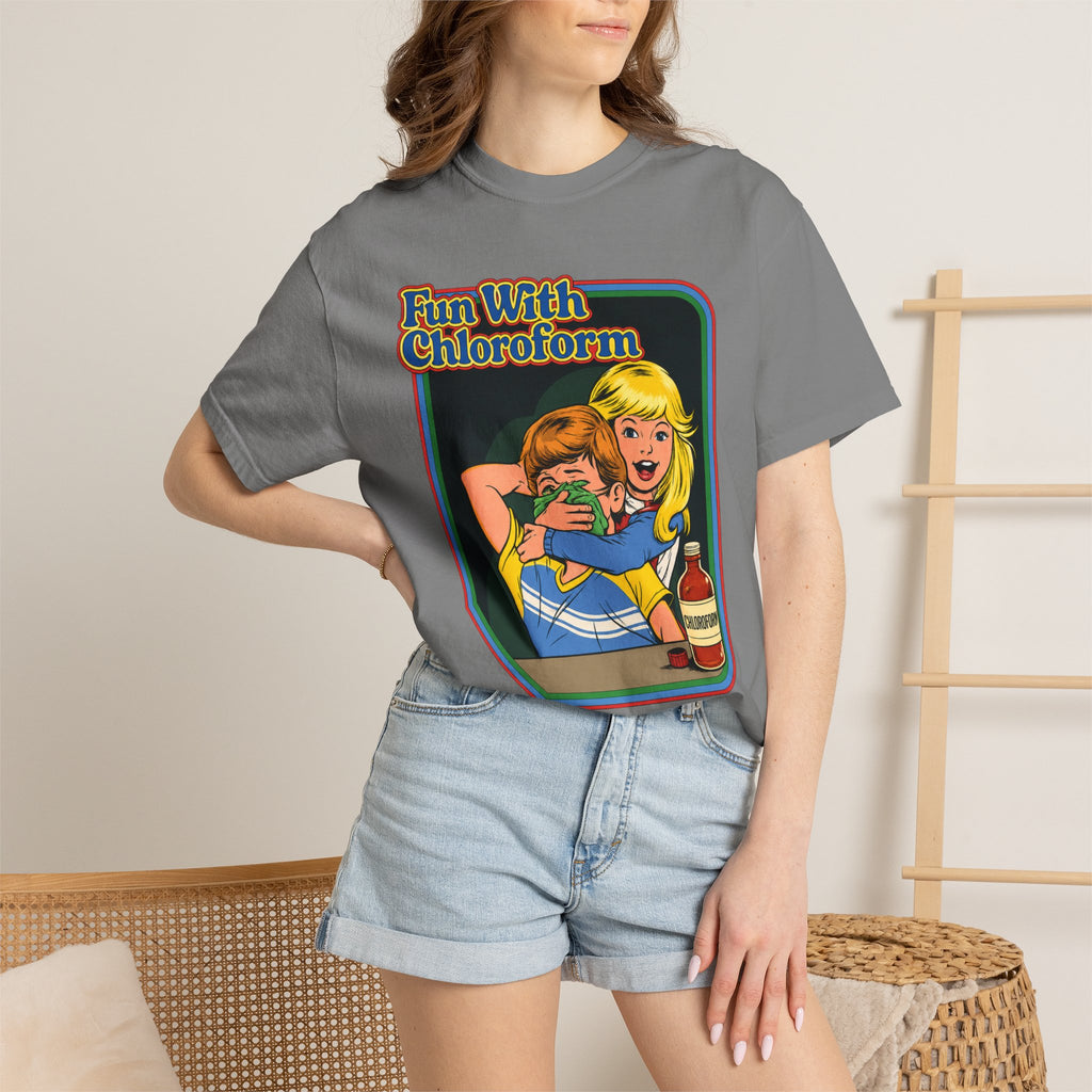 T-Shirt — "Fun With Chloroform" Retro Dark Humor Graphic Tee