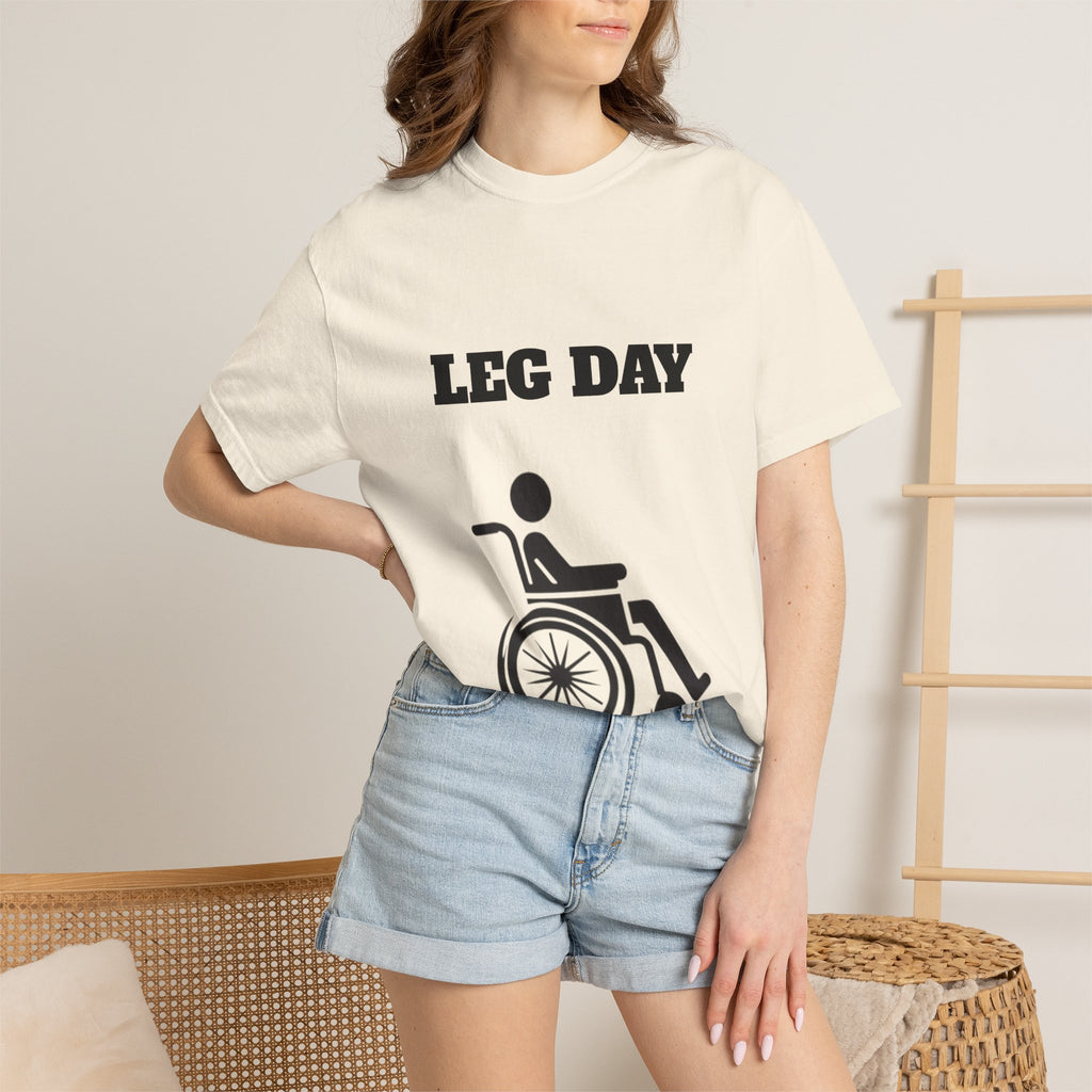 Leg Day wheelchair graphic T-shirt | fitness humor tee