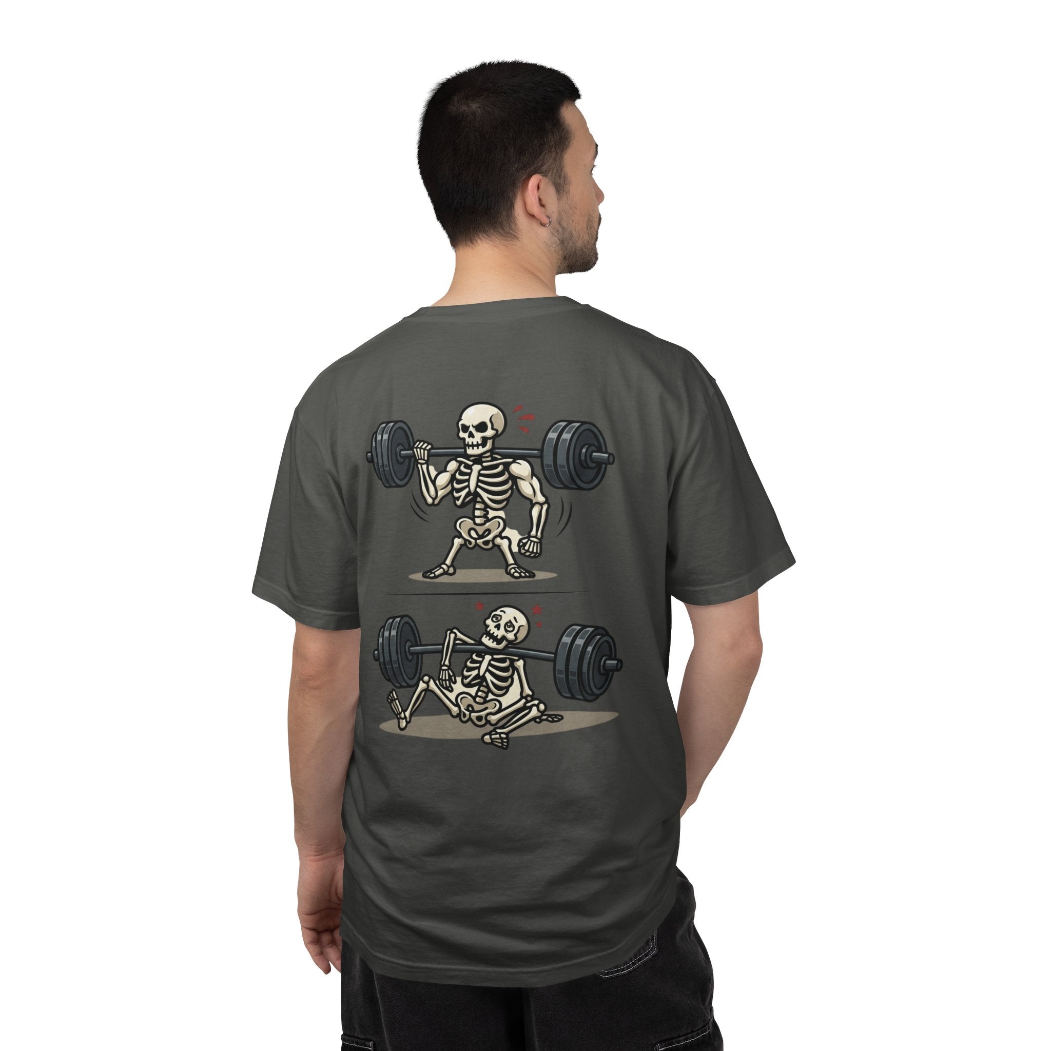 Weightlifting Skeleton T-Shirt — Funny Gym Bones Workout Tee