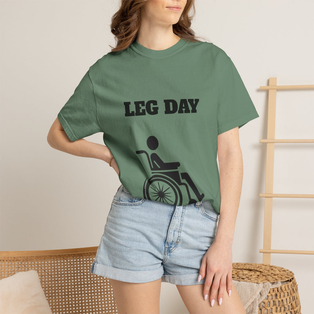 Leg Day wheelchair graphic T-shirt | fitness humor tee