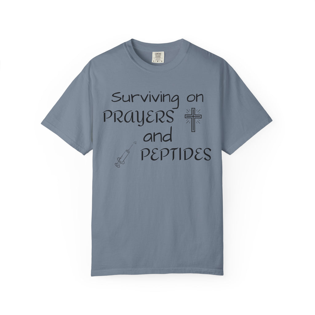 Surviving on Prayers and Peptides T-Shirt | peptides tee