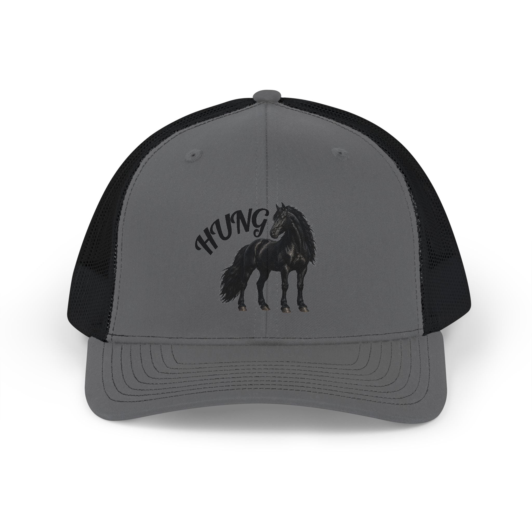 Horse Silhouette Snapback Trucker Cap – 'HUNG' Graphic