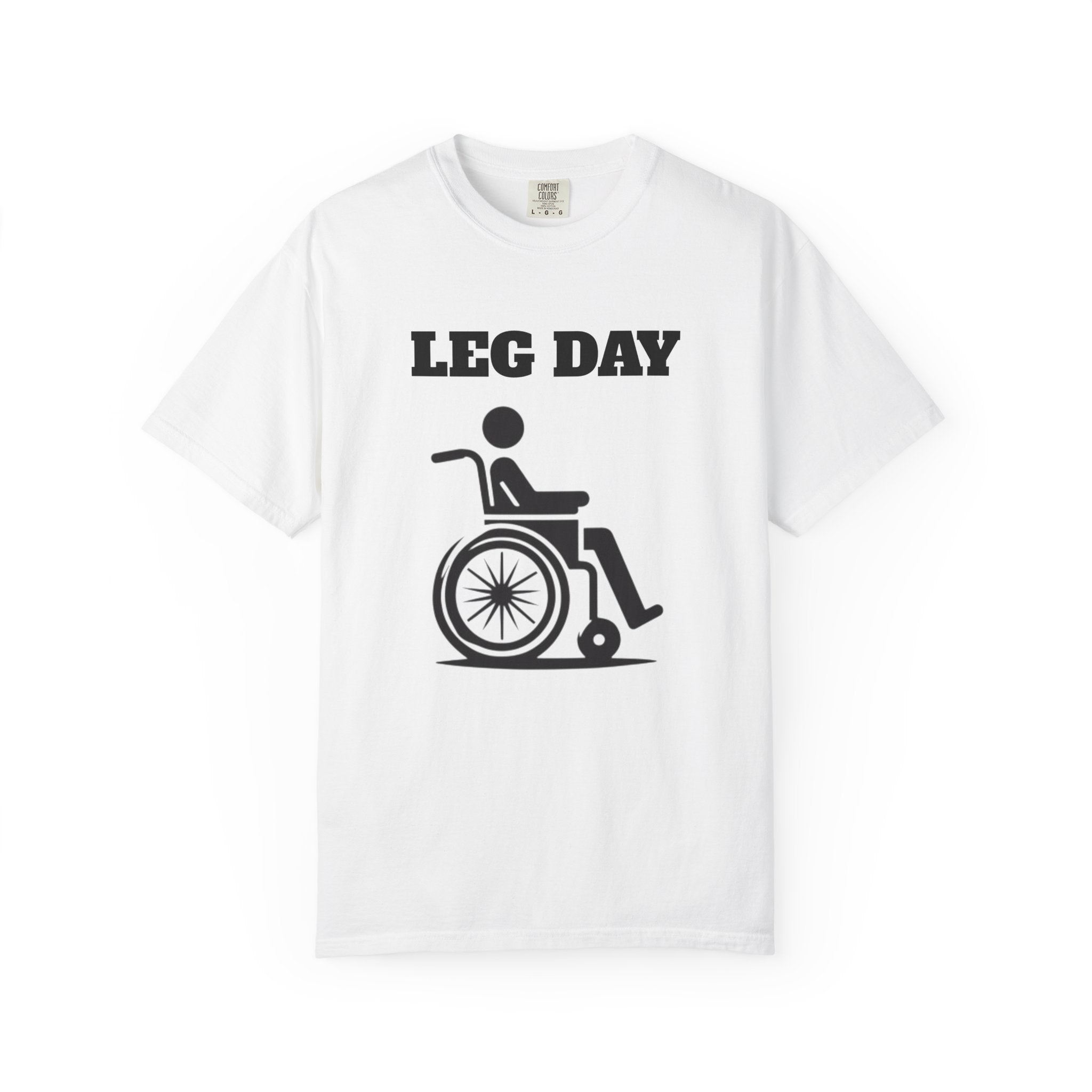 Leg Day wheelchair graphic T-shirt | fitness humor tee