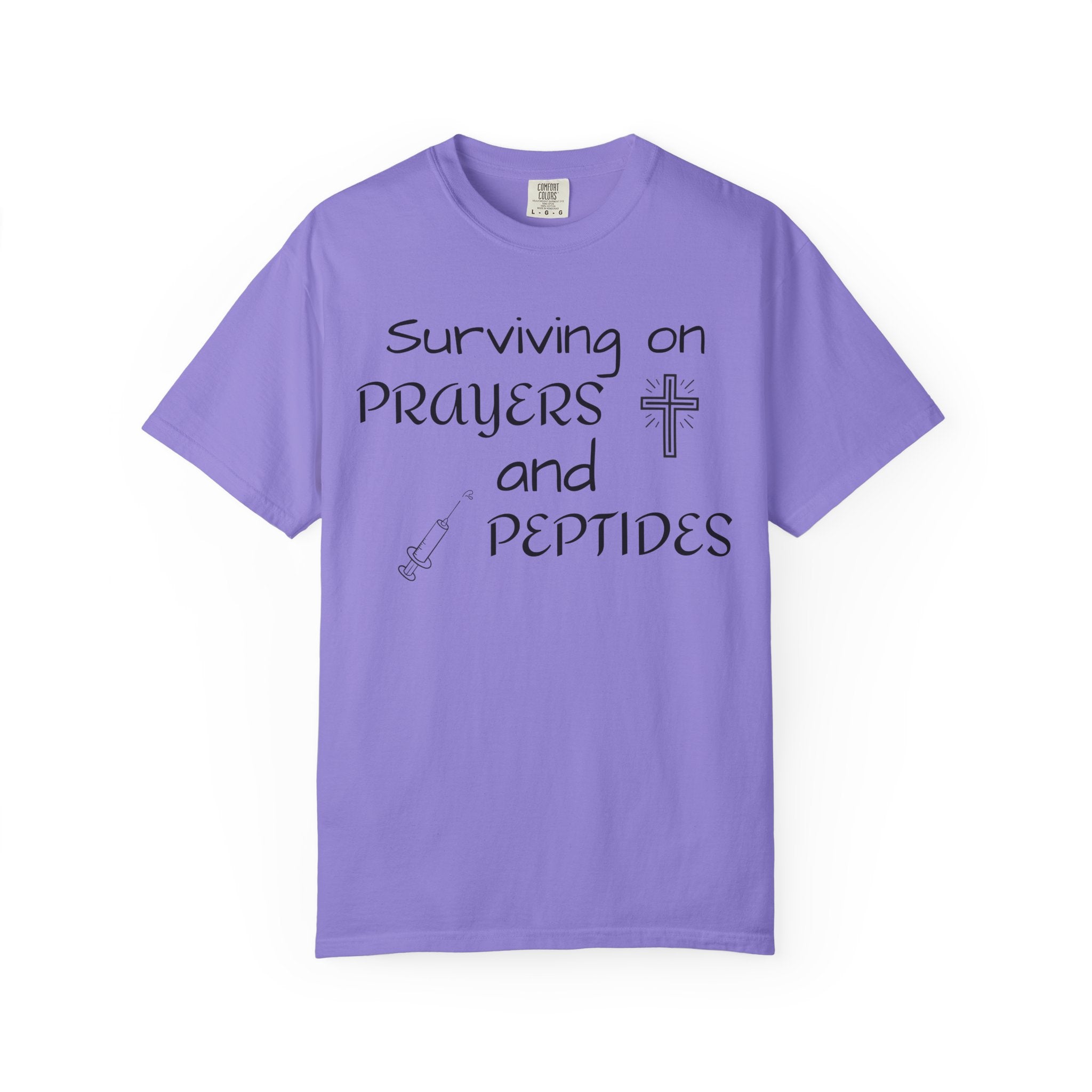 Surviving on Prayers and Peptides T-Shirt | peptides tee