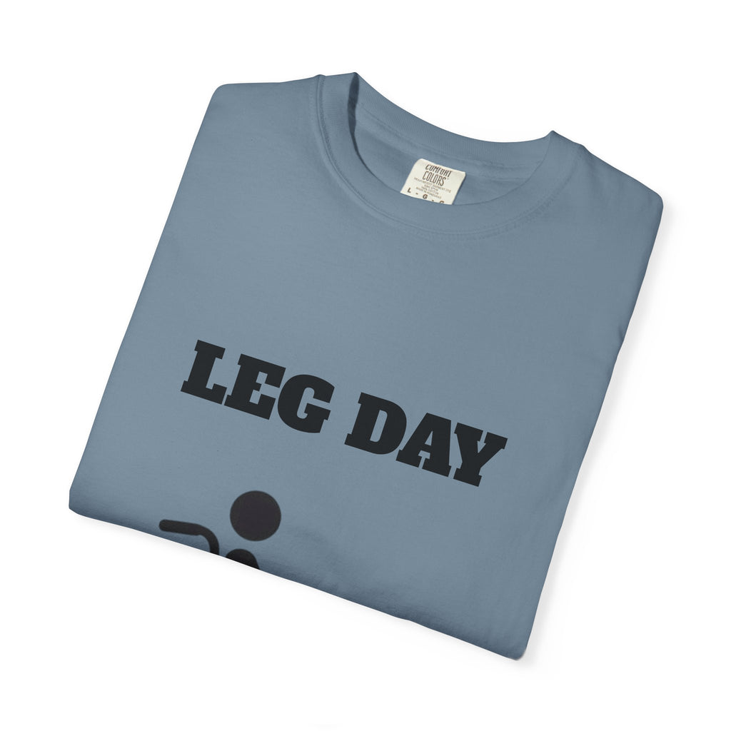 Leg Day wheelchair graphic T-shirt | fitness humor tee