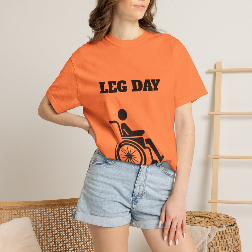 Leg Day wheelchair graphic T-shirt | fitness humor tee
