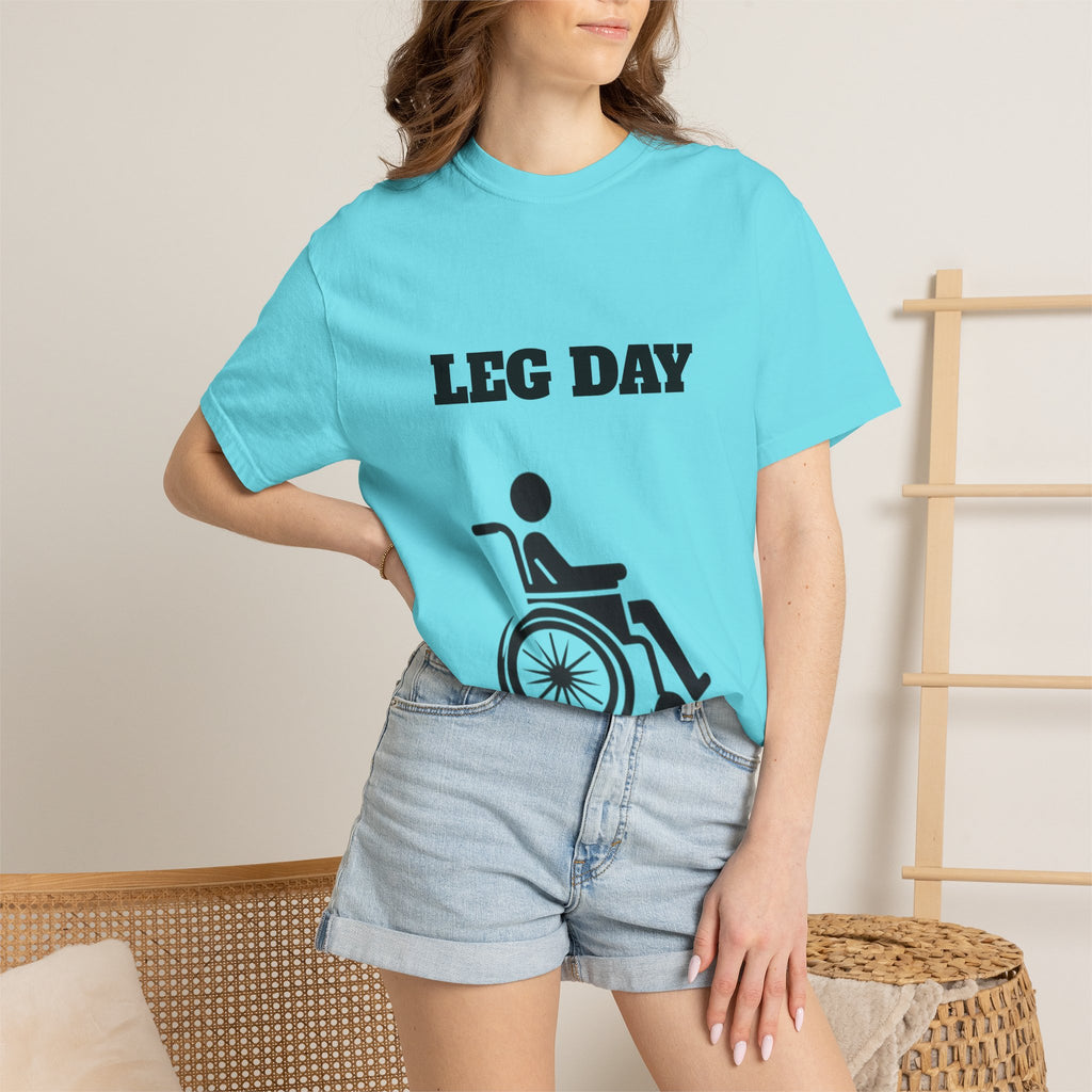 Leg Day wheelchair graphic T-shirt | fitness humor tee