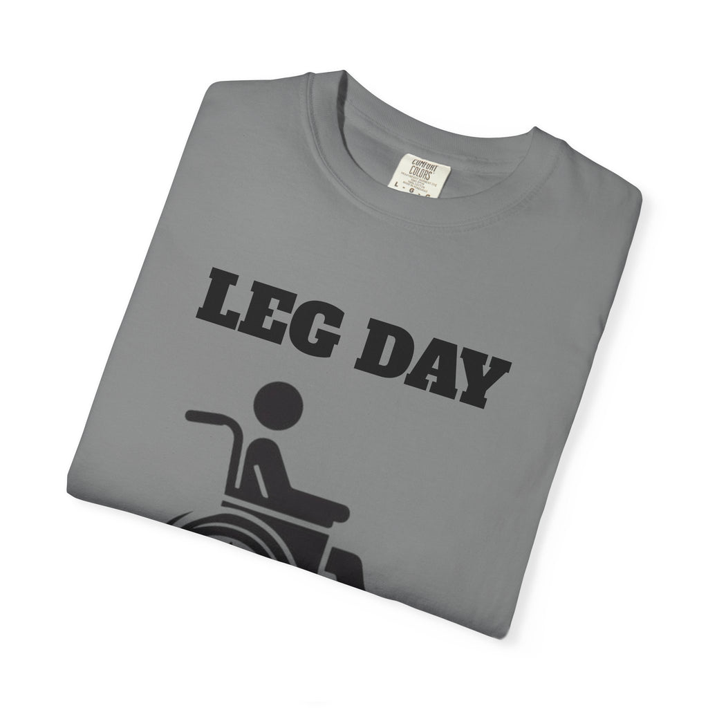 Leg Day wheelchair graphic T-shirt | fitness humor tee